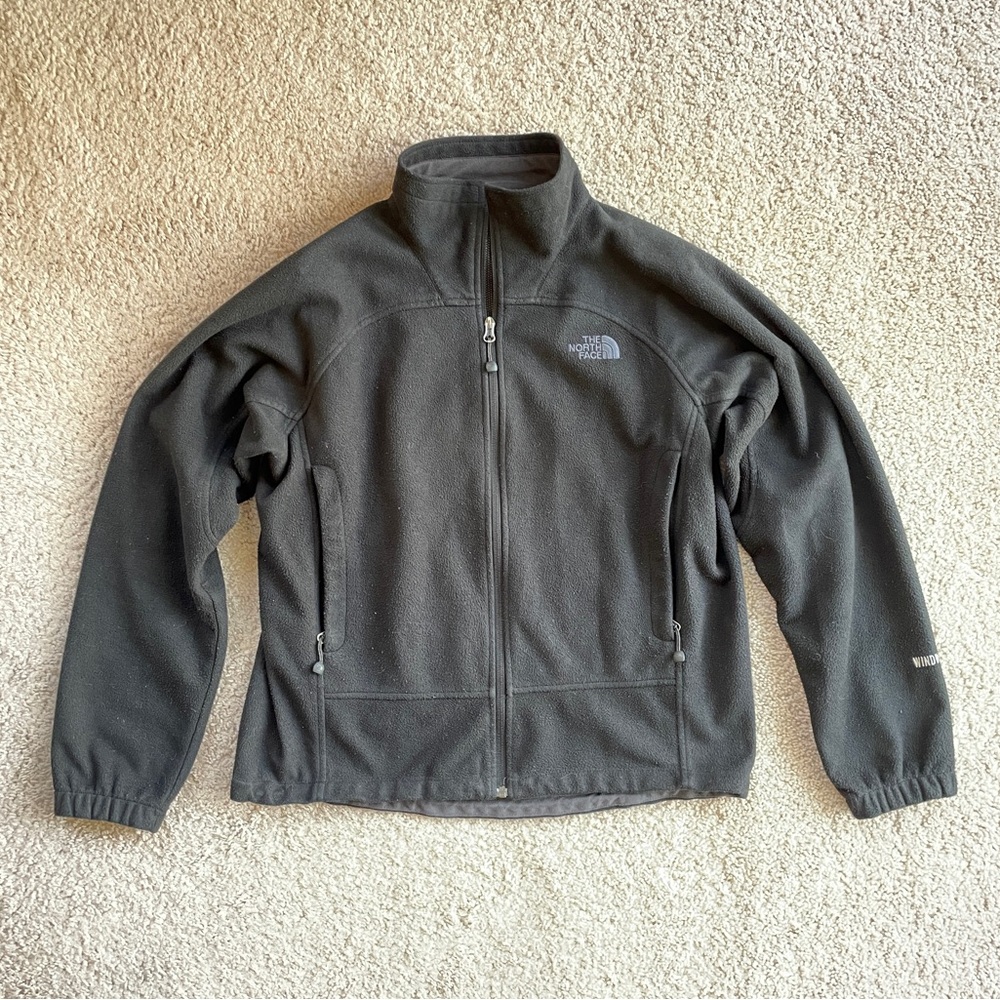 The North Face Men's Black Fleece Windwall Mock Neck Full Zip Jacket Size Medium